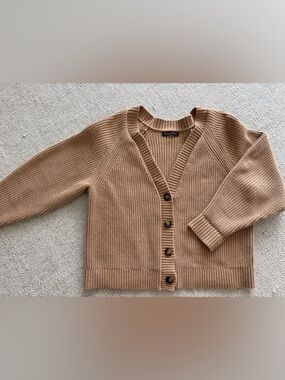 Banana Republic Camel Ribbed V-Neck Cardigan